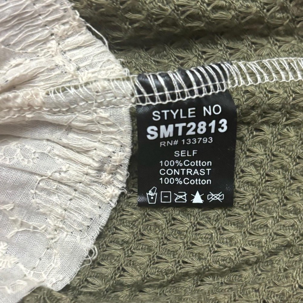 Pol smt2813 olive green small hi low oversized tiered patchwork vintage blooms - Picture 3 of 7